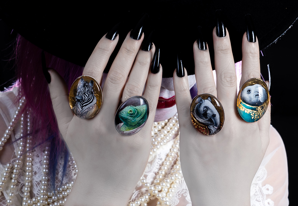 Creature jewelry hand painted miniatures by Drakula Approved