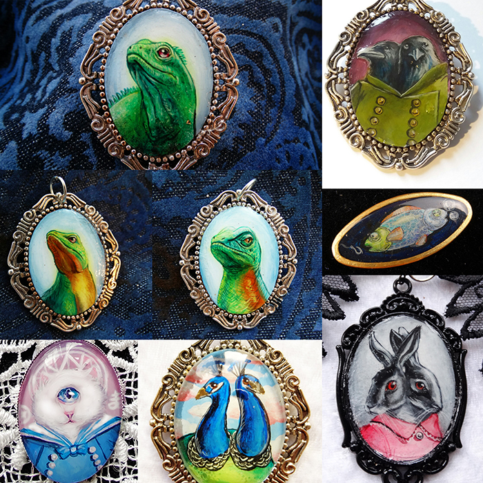 Creature jewelry hand painted miniatures by Drakula Approved
