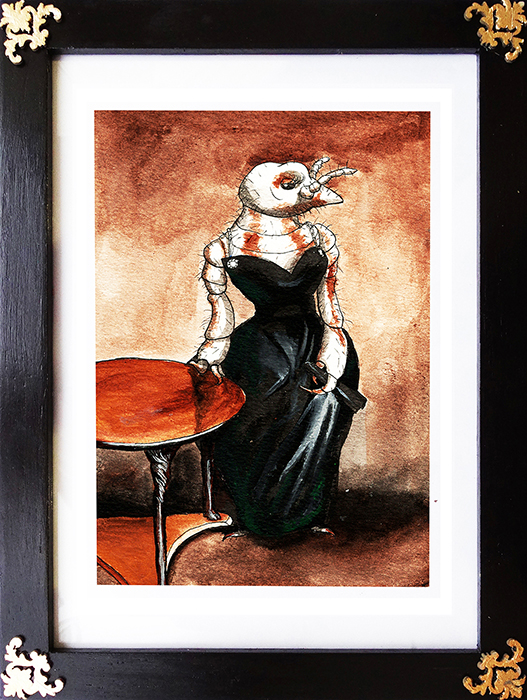 Louse Madame X after Sargent insect painting by Drakula Approved