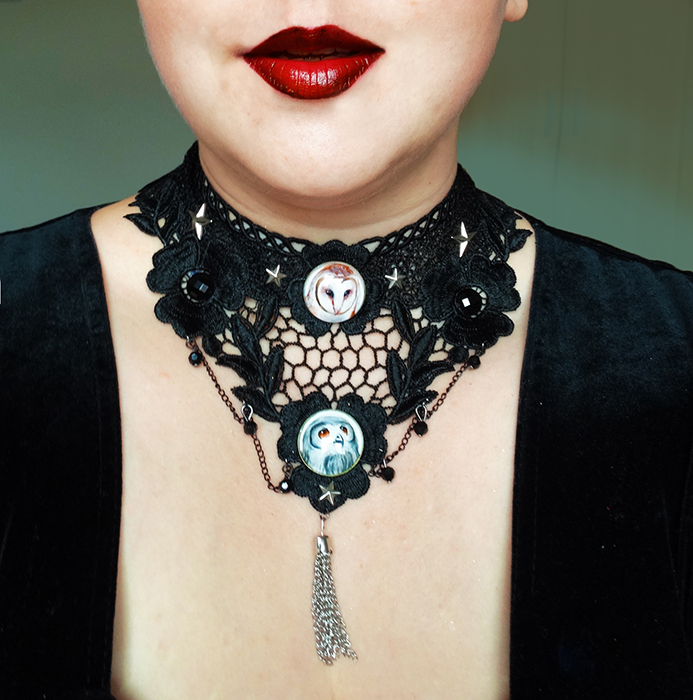 Owl jewellery hand painted miniatures by Drakula Approved