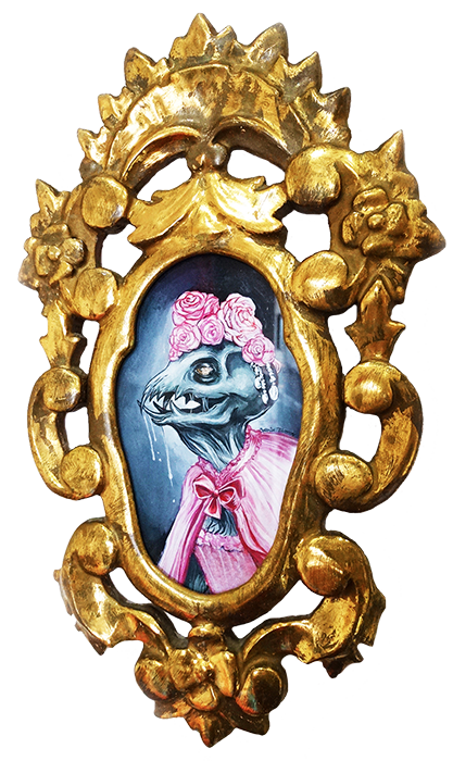 Rosy Lady surreal art in baroque frame by Drakula Approved