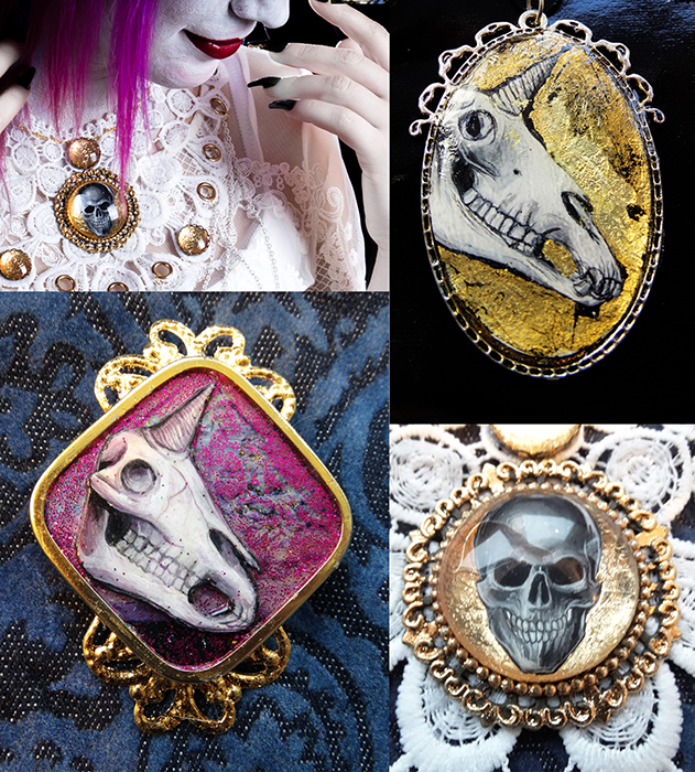 Skull jewellery hand painted miniatures by Drakula Approved